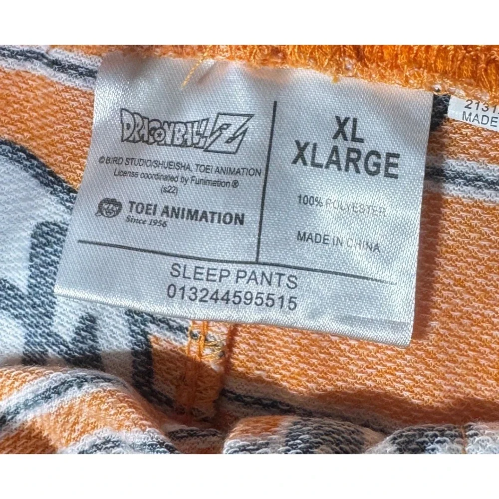 Dragon Ball Z Sleep Pants XL Orange Goku Kanji Graphic Lounge Joggers Anime